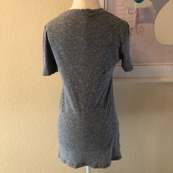 Monrow Gray Crew Neck Distressed Short Sleeve T-Shirt - Picture 4 of 9